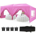 10×20 portable Folding Canopy with 6 detachable side walls with UPF 50+, Pink - Image 2