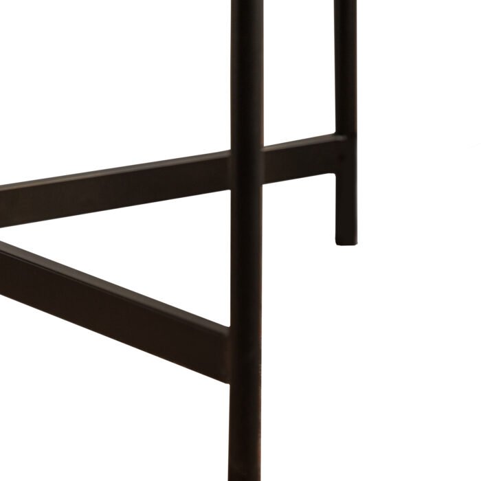 Modern Thread Design Round Coffee Table MDF Table Top with Cross Legs Metal Base - Image 13