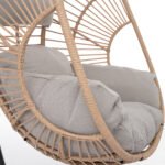 Outdoor Indoor Swing Egg Chair Natural color wicker with beige cushion - Image 3