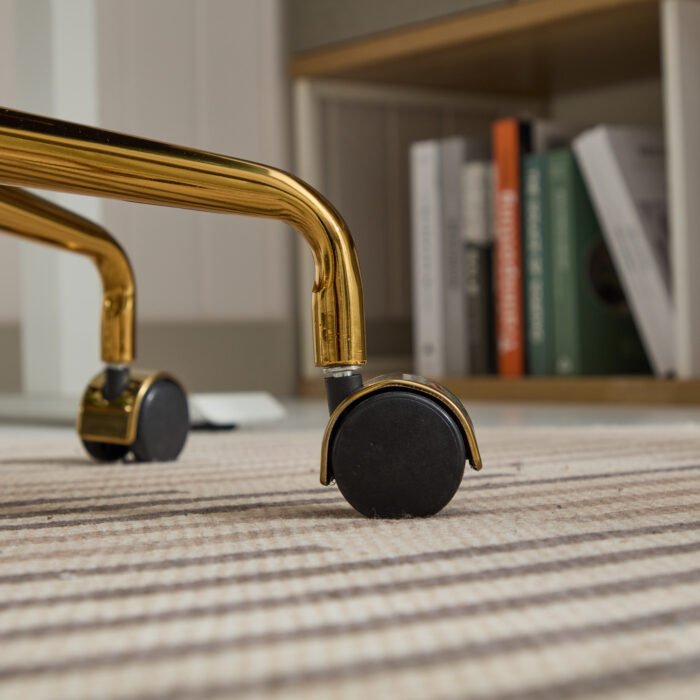 Accent Office Chair with Hand Woven Backrest and Modern 360° Swivel, Green - Image 16