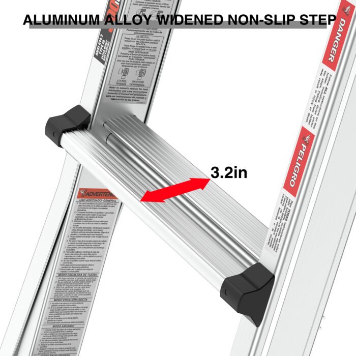 Aluminum Multi-Position Ladder with Wheels, 300 lbs Weight, 22 FT - Image 18