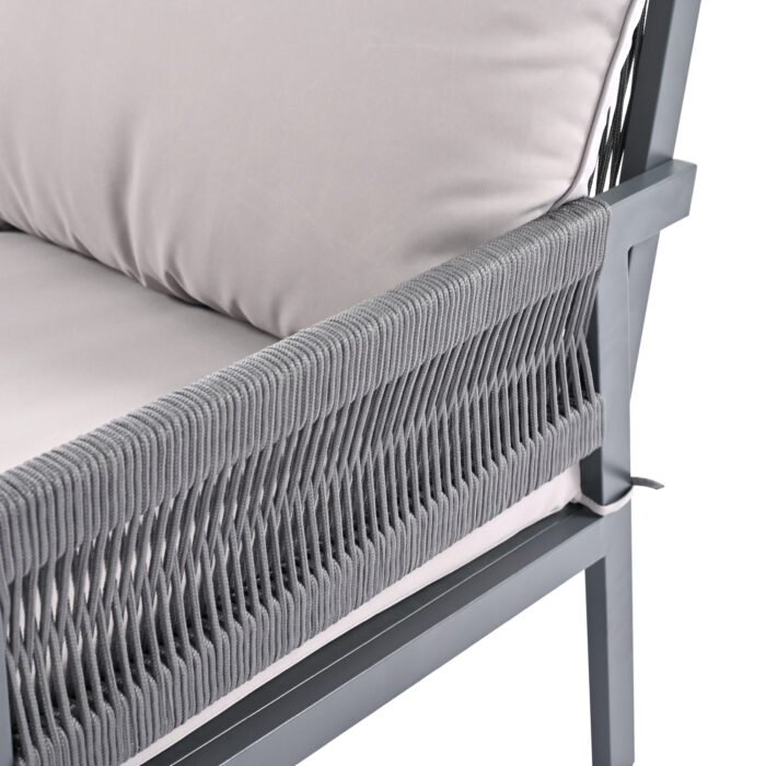 Outdoor Deep Seating Furniture Set with Tempered Glass Table with Thick Cushions, Gray - Image 14