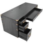 70 inch classic and traditional executive desk with metal trim and 2 file drawers and USB ports - Image 14