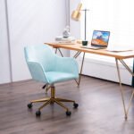 Modern Velvet Fabric Adjustable Height 360 revolving Office Chair, Light Blue - Image 4