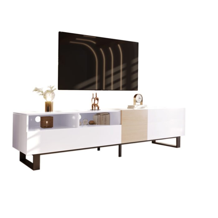 Modern TV Stand and Entertainment Center with Double Storage and Drop Down Door (up to 55") - Image 11