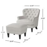 Fabric club stylish cushioned armchair with Ottoman set - Image 6