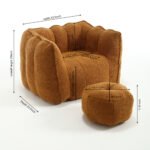 Soft Bean Bag Chair with High Resilient Foam with Footstool, Brown - Image 6