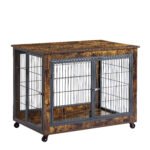 Furniture Dog Cage with Double Doors, Rustic Brown - Image 9