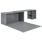 Queen Size Murphy Bed with Rotable Desk  Gray - Image 9