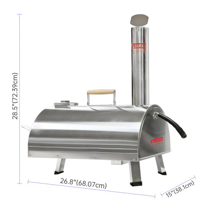 Stainless Steel Wood Fired Outdoor Pizza Oven 12" Automatic Rotatable - Image 4
