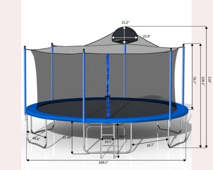 14FT Trampoline for Adults and Kids with Basketball Hoop with Ladder and Safety Enclosure Net - Image 2