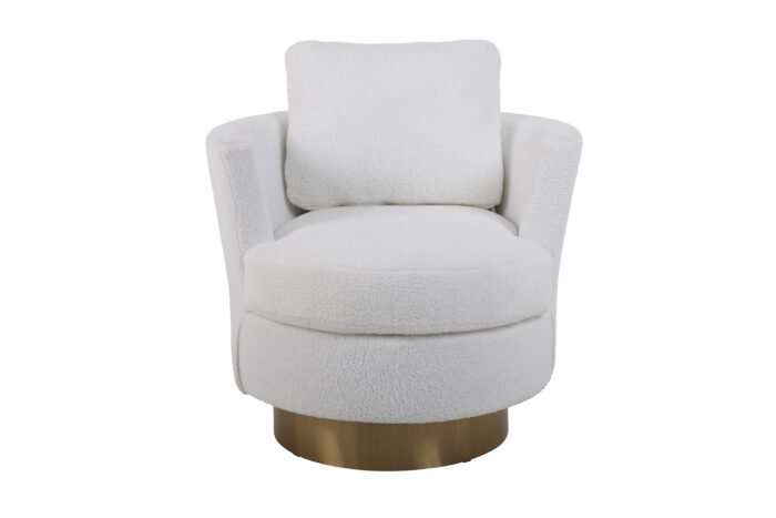 Teddy Rotating Emphasis Bucket Armchair with Gold Stainless Steel Base - Image 13