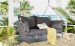 GO 2 Person Hanging Rattan Woven Swing SeatChair With Ropes and Cushion - Image 2