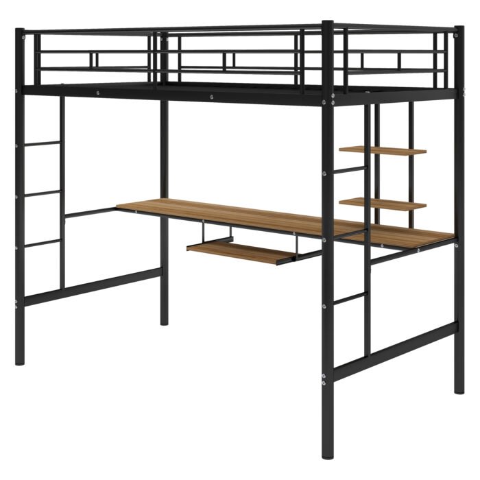 Loft Bed with Desk and Shelf   Space Saving Design Twin - Image 2
