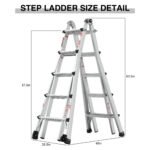 Aluminum Multi-Position Ladder with Wheels, 300 lbs Weight, 22 FT - Image 7