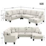 Modern U Shape Sectional Sofa 7 Seat Fabric Sectional Sofa Set - Image 3