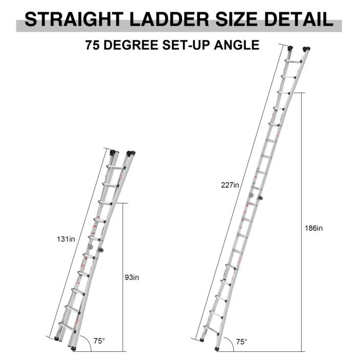 Aluminum Multi-Position Ladder with Wheels, 300 lbs Weight, 22 FT - Image 11