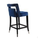 Suede Velvet height Barstool with nailheads (Set of 2) Black - Image 7