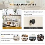 Retro Design Console Table with Two Open Shelves (Espresso+Beige) - Image 5