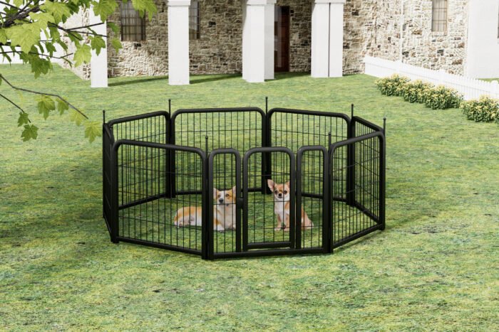 8-panel dog fence, 24 inch small dog pet fence, portable indoor pet game fence. Black - Image 7