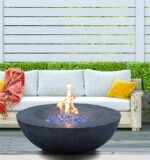 42 Inch Outdoor Concrete Propane gas Fire Pit bowl, Dark Gray - Image 3