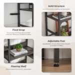 Triple Wide 5-shelf Bookshelves Industrial Retro Wooden Style, Dark Grey - Image 6