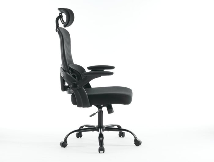 High backrest Black mesh office chair with 3D armrests with adjustable  headrest - Image 14
