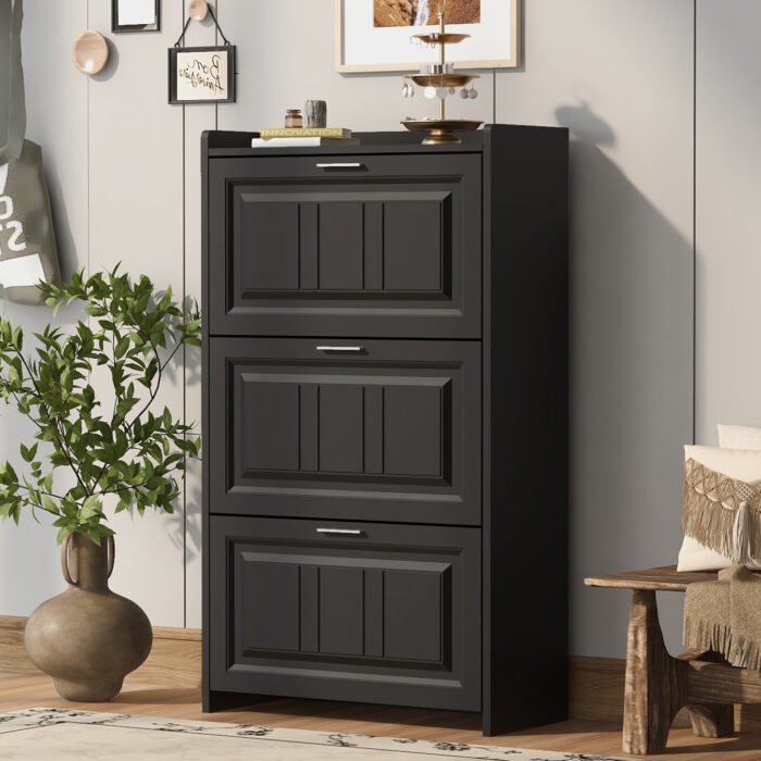 U-Can Shoe Storage Cabinet for Entryway with 3 Flip Drawers - Image 6