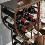 5 layers 11 bottle grill wine rack with hanging glass rack and storage - Image 4