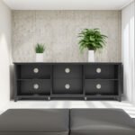 TV Stand Storage Media Console and Entertainment Center, Black