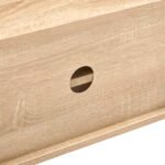 Rattan TV cabinet with double sliding doors and adjustable shelfs and solid wooden legs, Natural - Image 20