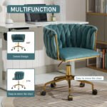 Accent Office Chair with Hand Woven Backrest and Modern 360° Swivel, Green - Image 8