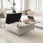Wide Square storage benche Coffee Table with Lift Top for Living Room - Image 6