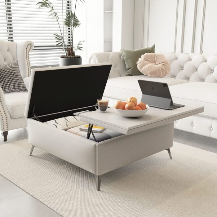 Wide Square storage benche Coffee Table with Lift Top for Living Room - Image 6