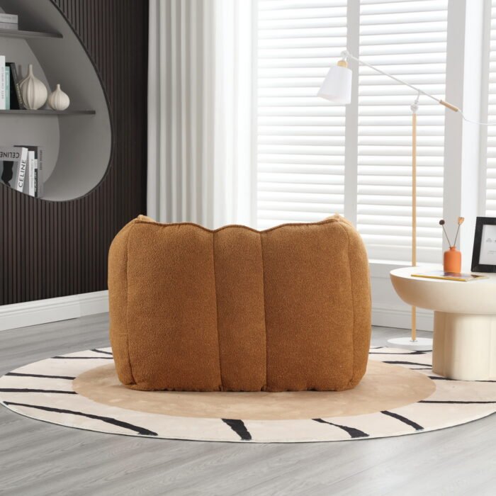 Soft Bean Bag Chair with High Resilient Foam with Footstool, Brown - Image 5