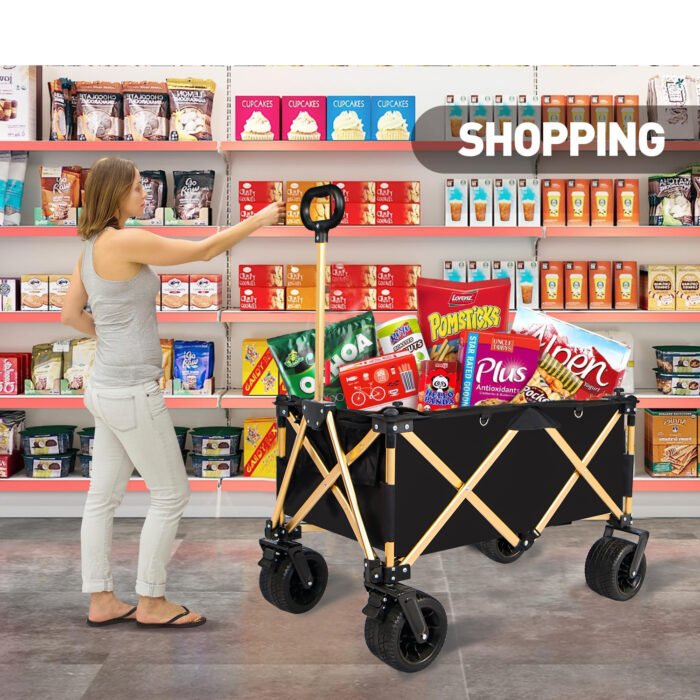 Heavy Duty Folding Wagon Cart for Sand with Big Wheels - Image 4