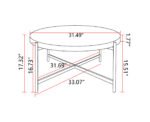 Modern Thread Design Round Coffee Table MDF Table Top with Cross Legs Metal Base - Image 10