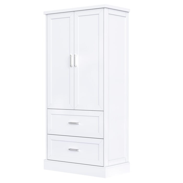 Tall Bathroom Storage Cabinet with Two Doors and Drawers and Adjustable Shelf - Image 10