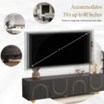 U-Can modern TV stand with a storage cabinet top marble pattern and circular stand (up to 75") - Image 4