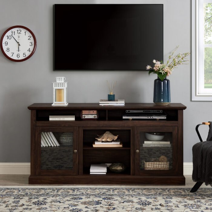 Contemporary TV Media Stand Modern Entertainment Console, Brown - Image 8