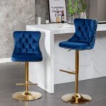 Adjustable Comfortable Height Seat Upholstered Bar Stools with Backs (Set of 2) - Image 5