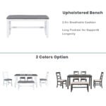 TOPMAX 6-Piece Wooden Dining Table Set with Upholstered Bench and 4 Dining Chairs - Image 5