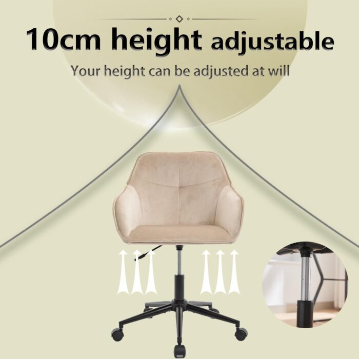 Velvet Modern Office Desk Chair with Wheels - Image 9