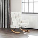 Off white teddy fabric rocking chair - Image 2