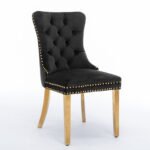 Solid wooden velvet cushion chair with gold-plated stainless steel chair legs - Image 8