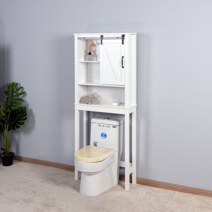 Over the Toilet Storage Cabinet with Adjustable Shelves and A Barn Door - Image 13