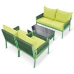Outdoor Furniture Set with Tempered Glass Table and Thick Cushions - Image 17