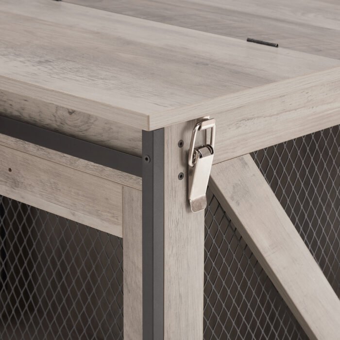 Dog Cage Crate Furniture with Sliding Barn Door Kennel with Flip-top Plate - Image 18