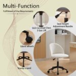 Velvet fabric adjustable rotating office chair with mid back, White - Image 3