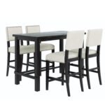 TREXM 5-Piece Counter Height Elegant Table Dining Set with 4 Chairs - Image 8
